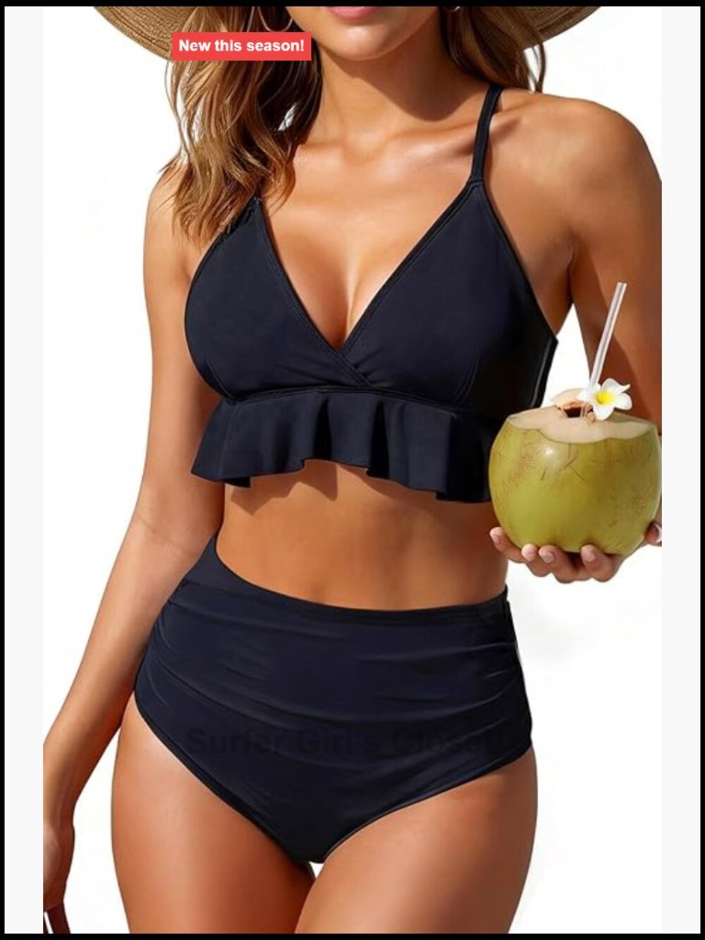 Ruffle Bikini Set High Waisted Tummy Control Two Piece Swimsuits Ruched Bottom